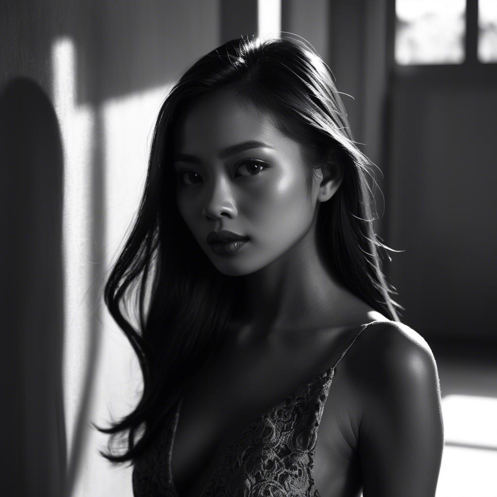 A stunning image of filipina model in dramatic shadows.