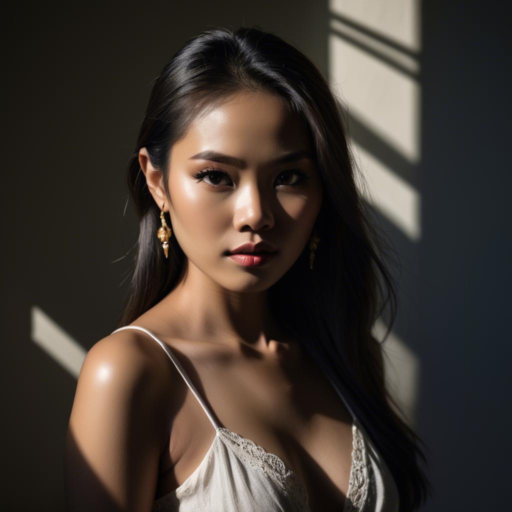 A stunning image of filipina model in dramatic shadows.