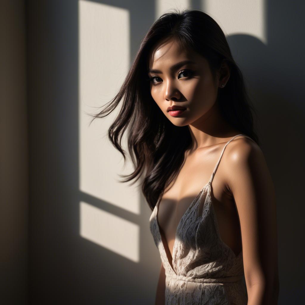 A stunning image of filipina model in dramatic shadows.