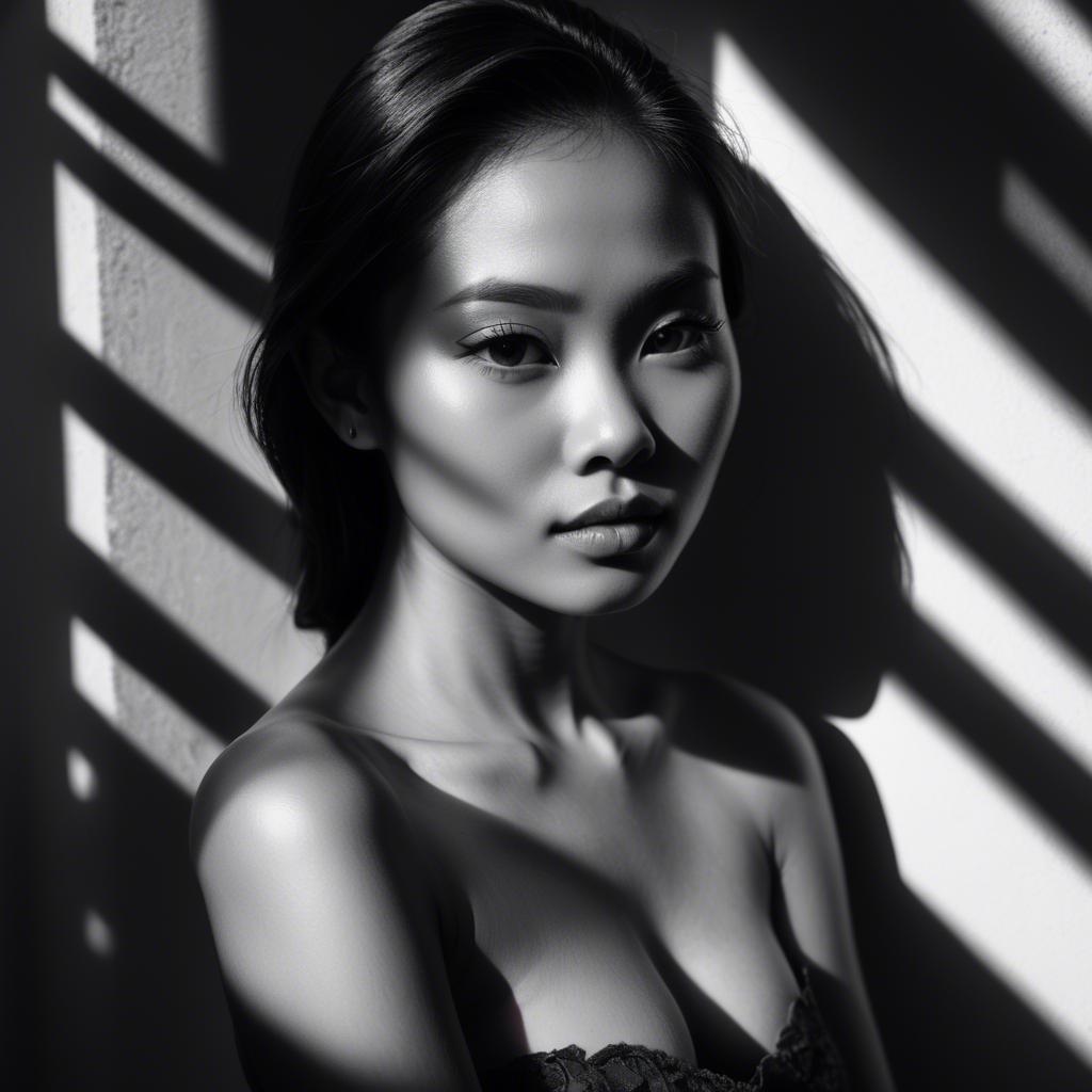 A stunning image of filipina model in dramatic shadows.