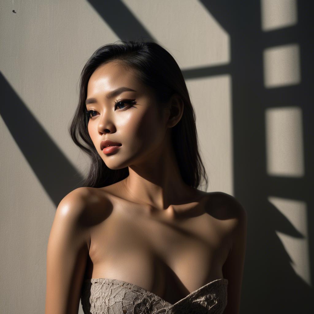 A stunning image of filipina model in dramatic shadows.