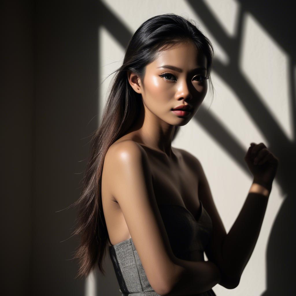 A stunning image of filipina model in dramatic shadows.