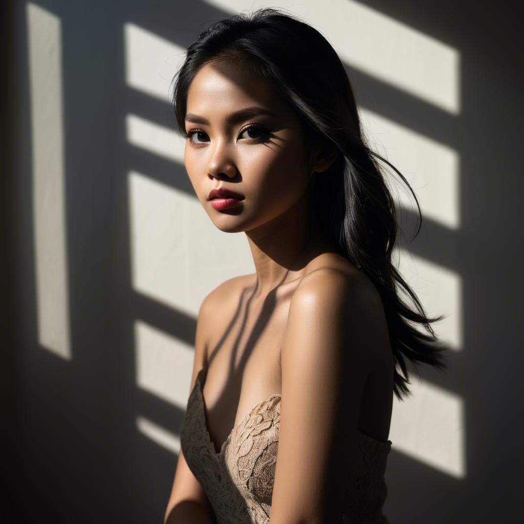 A stunning image of filipina model in dramatic shadows.