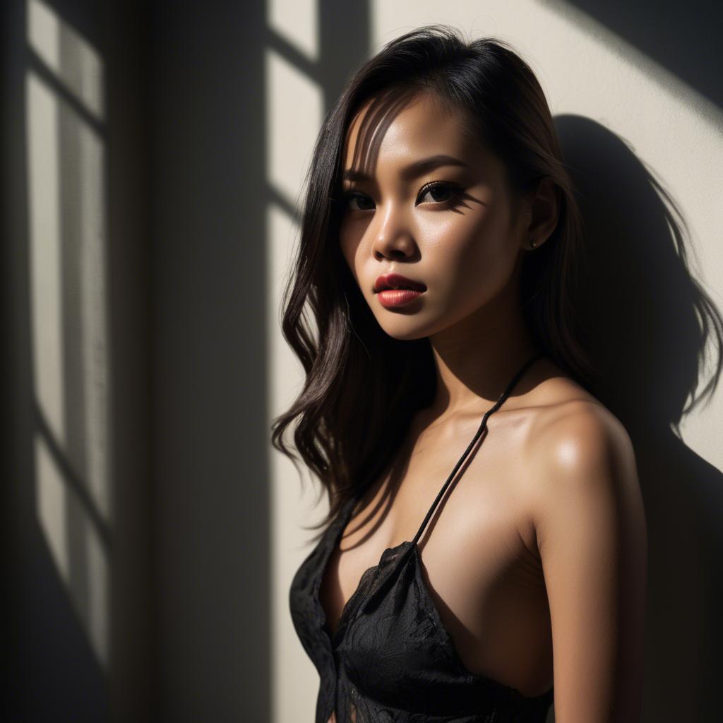 A stunning image of filipina model in dramatic shadows.
