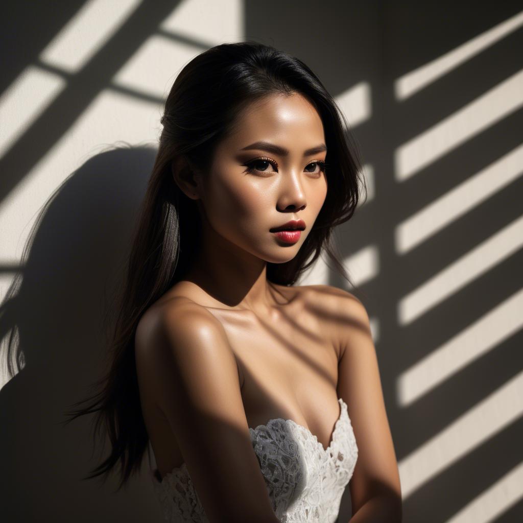 A stunning image of filipina model in dramatic shadows.