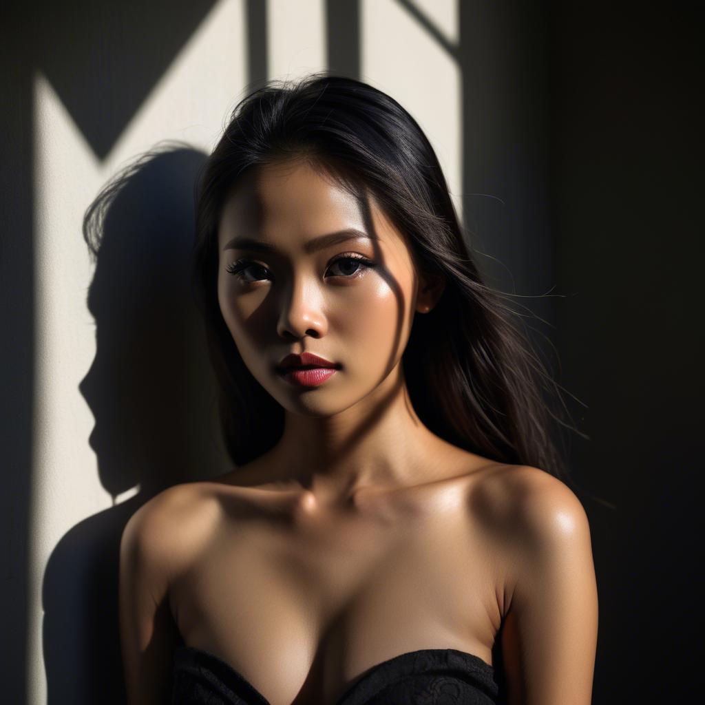 A stunning image of filipina model in dramatic shadows.