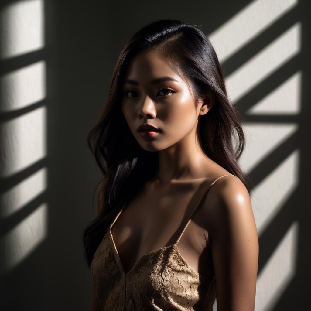 A stunning image of filipina model in dramatic shadows.