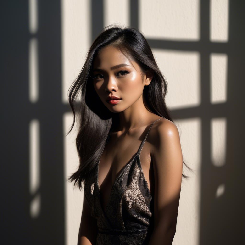 A stunning image of filipina model in dramatic shadows.