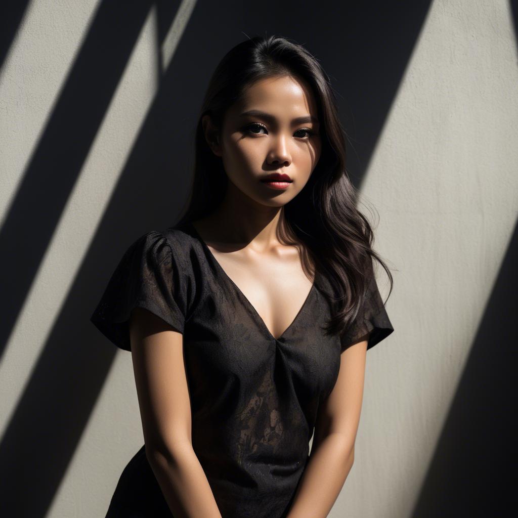 A stunning image of filipina model in dramatic shadows.