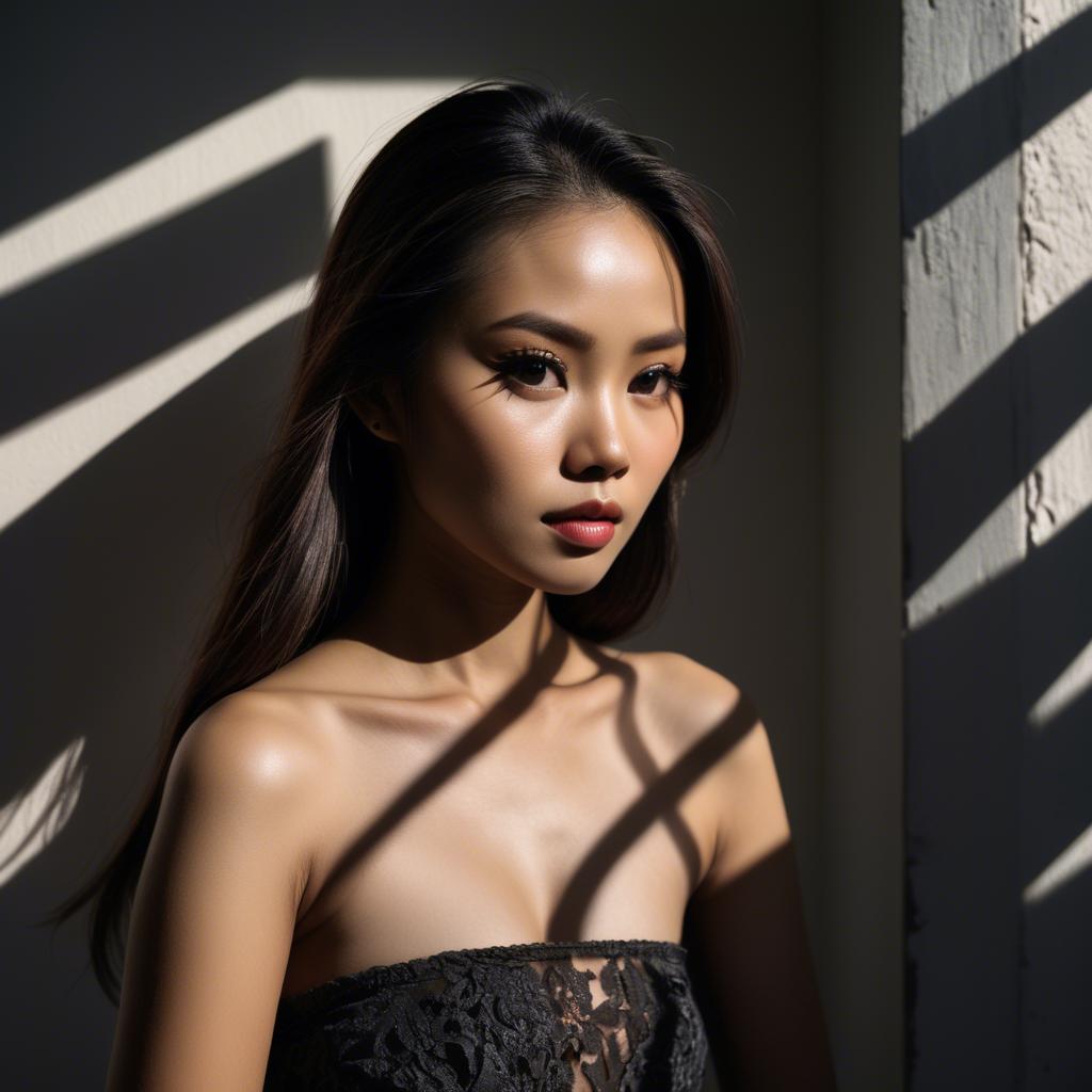 A stunning image of filipina model in dramatic shadows.