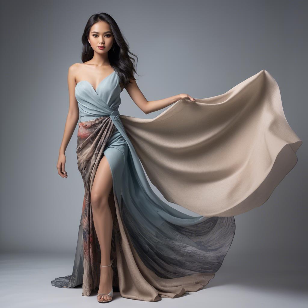A stunning image of filipina model in flowing fabrics.