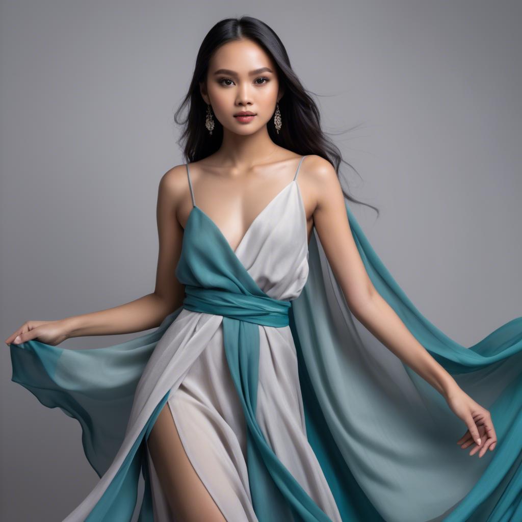 A stunning image of filipina model in flowing fabrics.