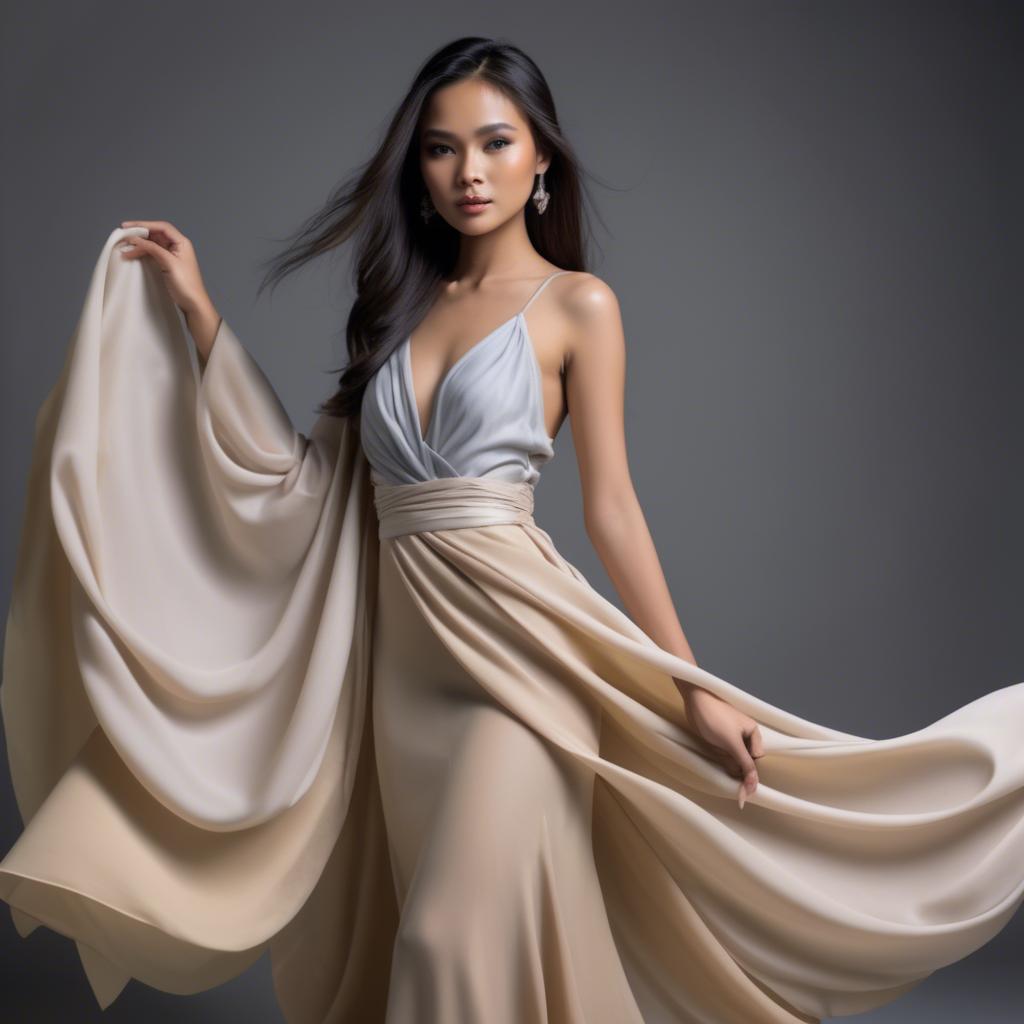 A stunning image of filipina model in flowing fabrics.