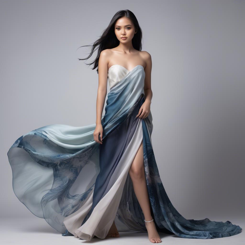 A stunning image of filipina model in flowing fabrics.