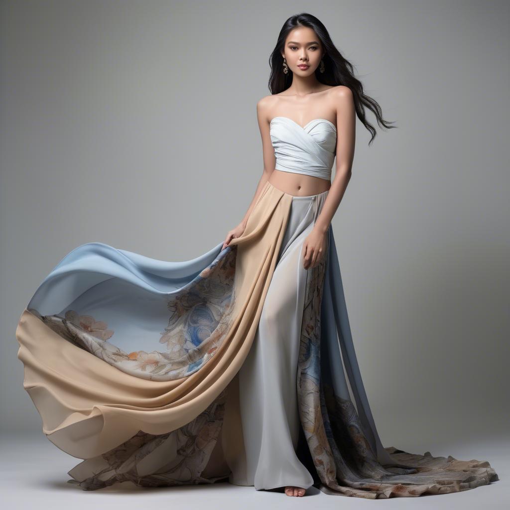 A stunning image of filipina model in flowing fabrics.