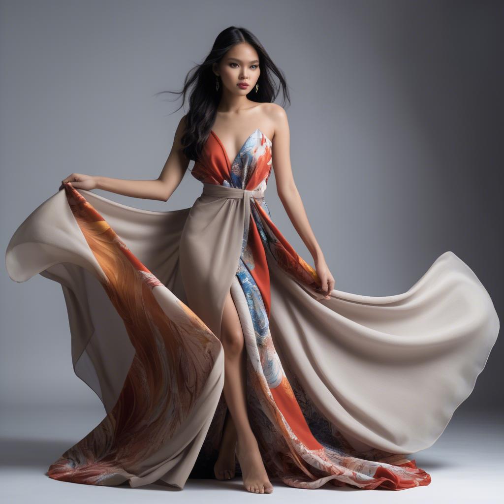 A stunning image of filipina model in flowing fabrics.