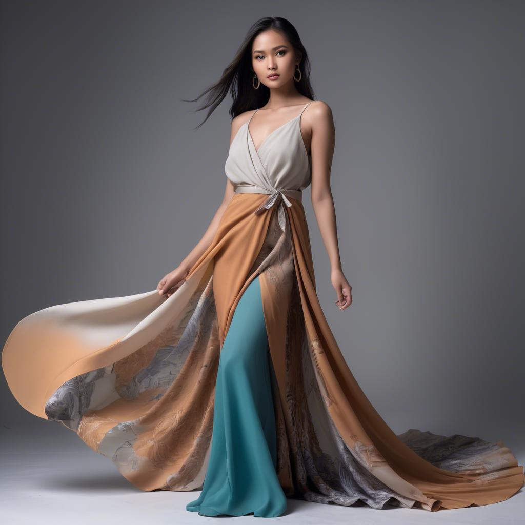 A stunning image of filipina model in flowing fabrics.
