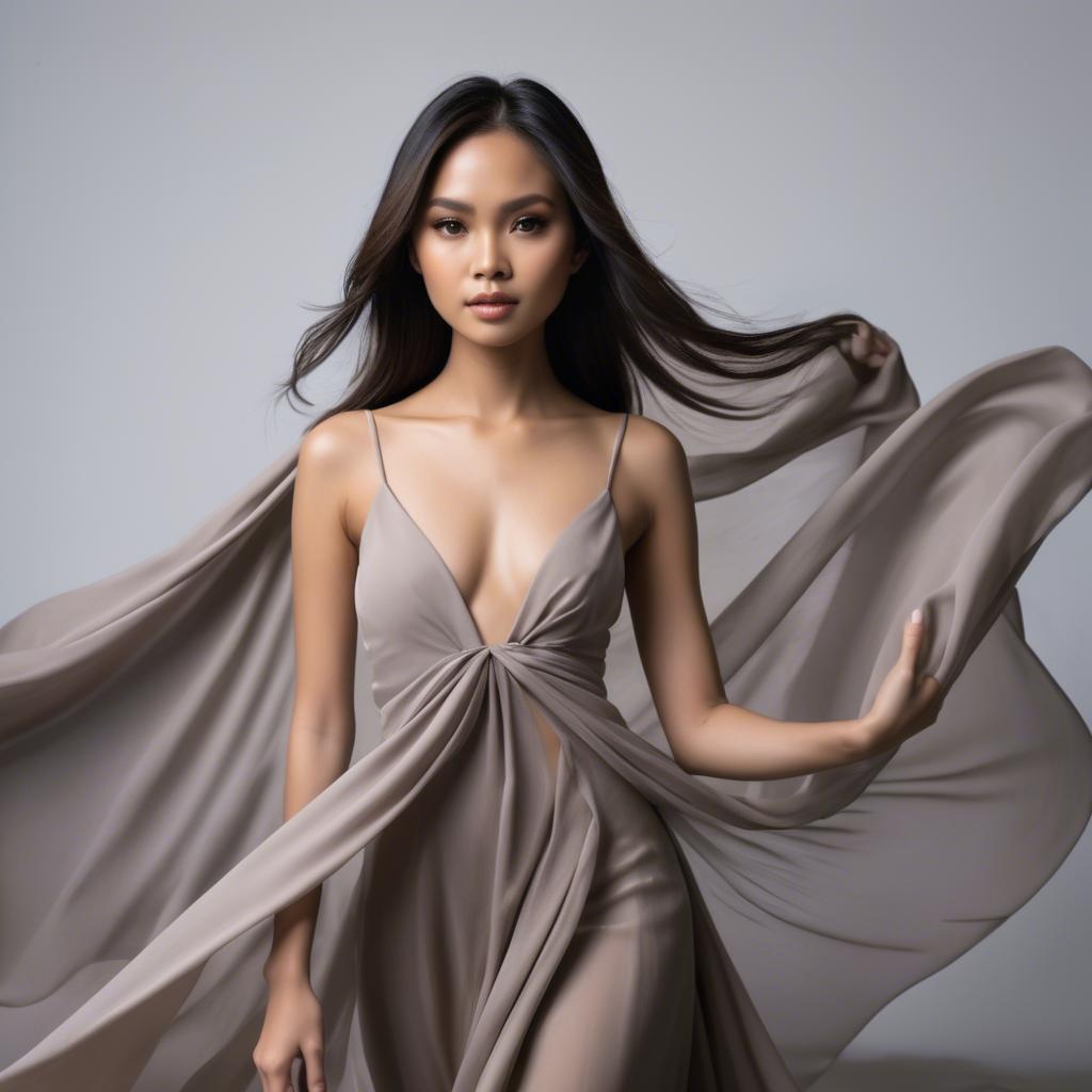 A stunning image of filipina model in flowing fabrics.