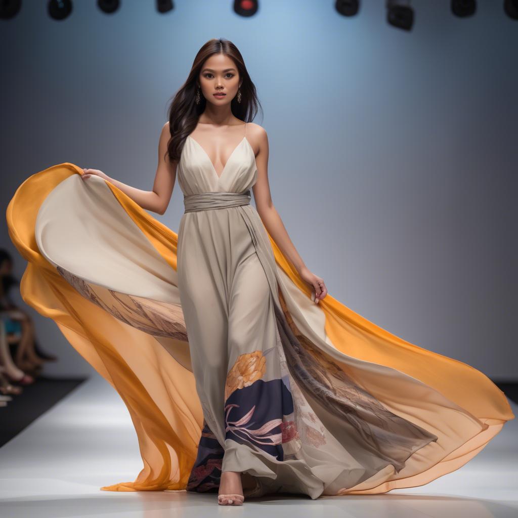 A stunning image of filipina model in flowing fabrics.