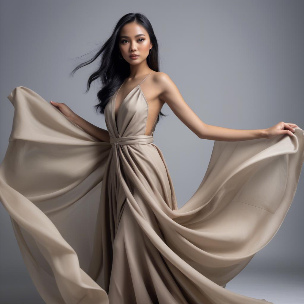 A stunning image of filipina model in flowing fabrics.
