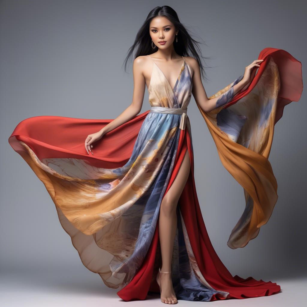 A stunning image of filipina model in flowing fabrics.