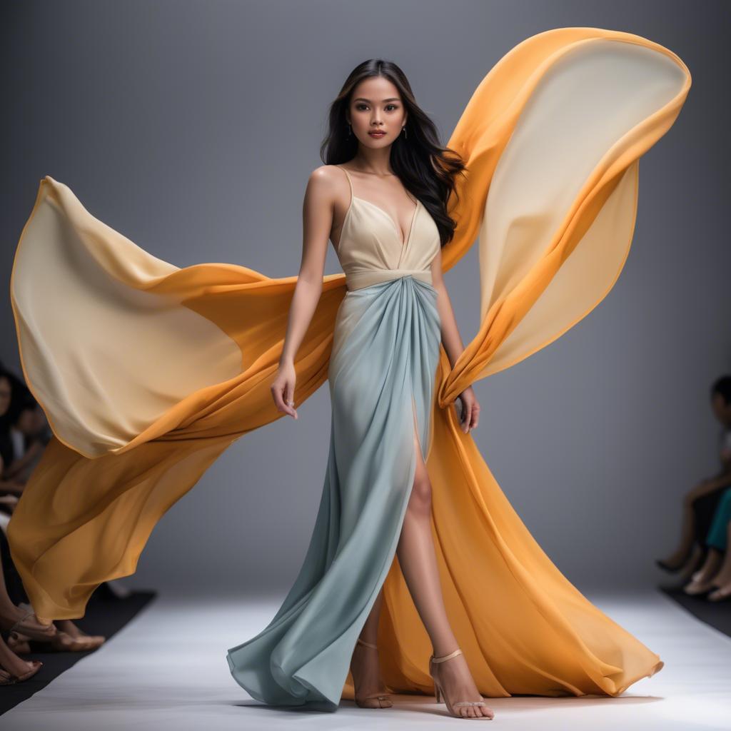 A stunning image of filipina model in flowing fabrics.