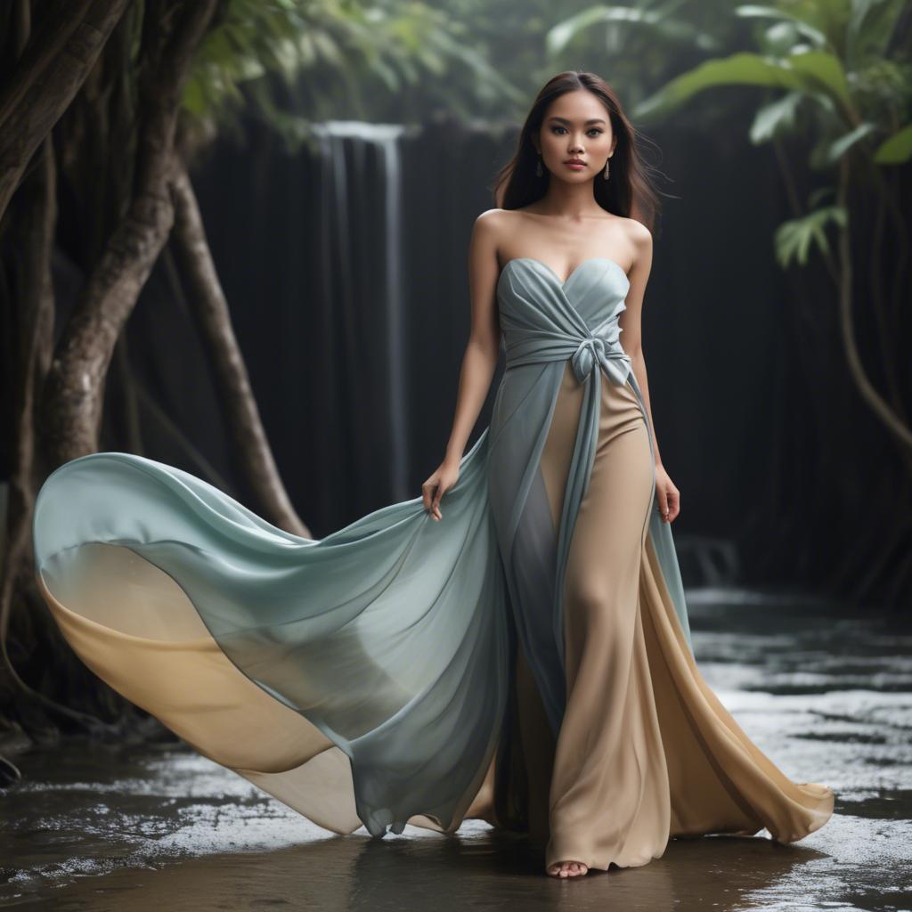 A stunning image of filipina model in flowing fabrics.