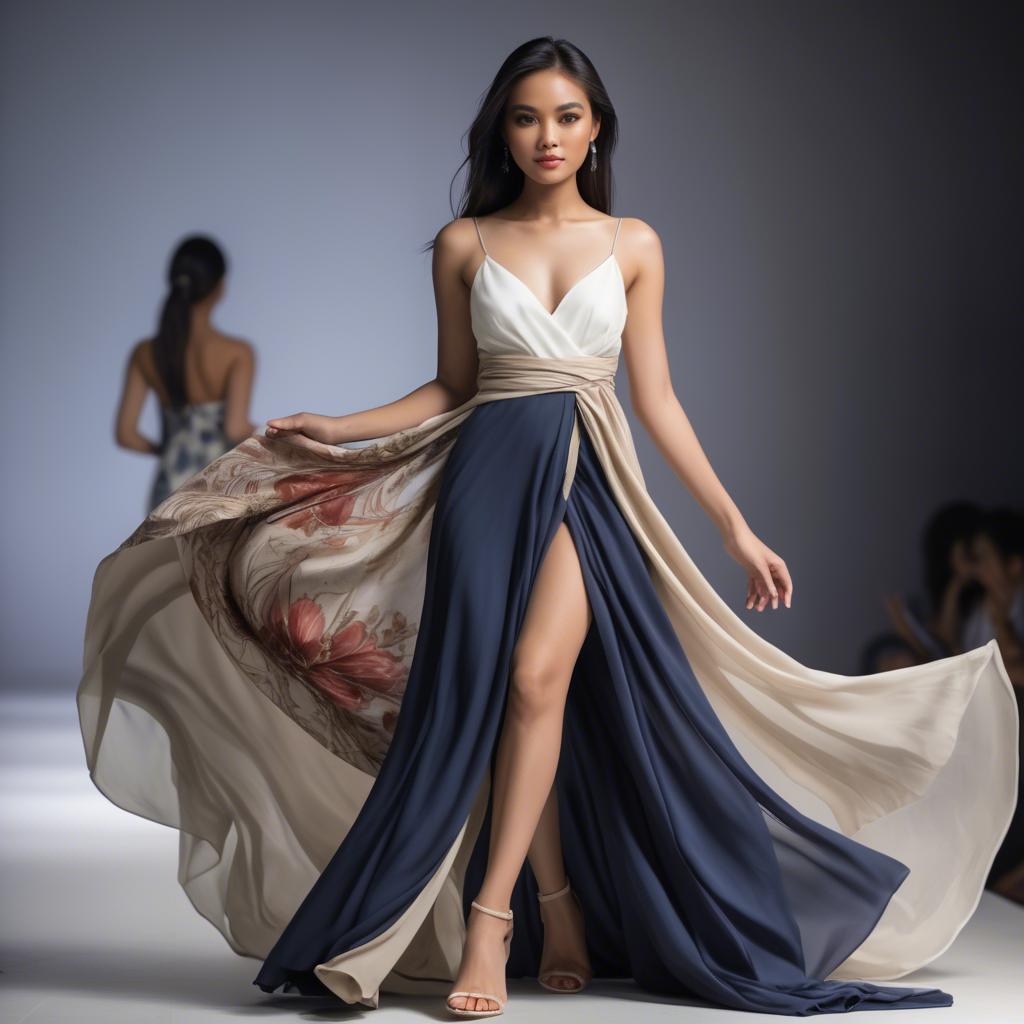 A stunning image of filipina model in flowing fabrics.
