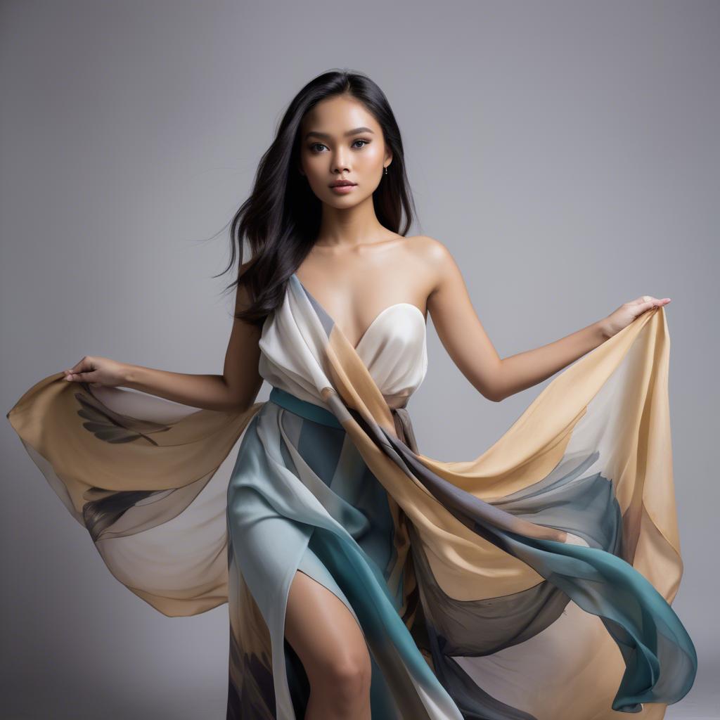 A stunning image of filipina model in flowing fabrics.