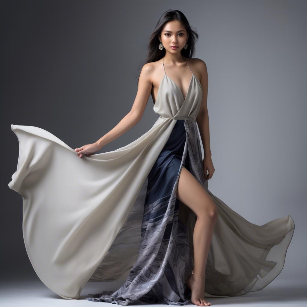 A stunning image of filipina model in flowing fabrics.