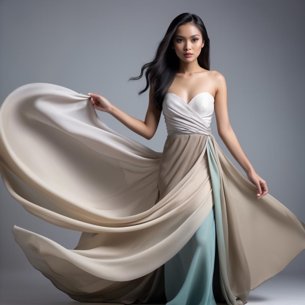 A stunning image of filipina model in flowing fabrics.