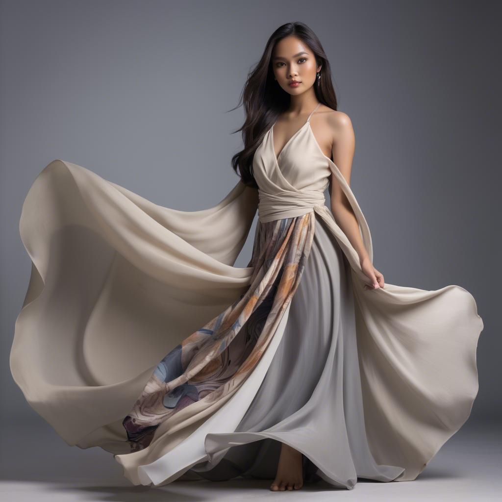A stunning image of filipina model in flowing fabrics.