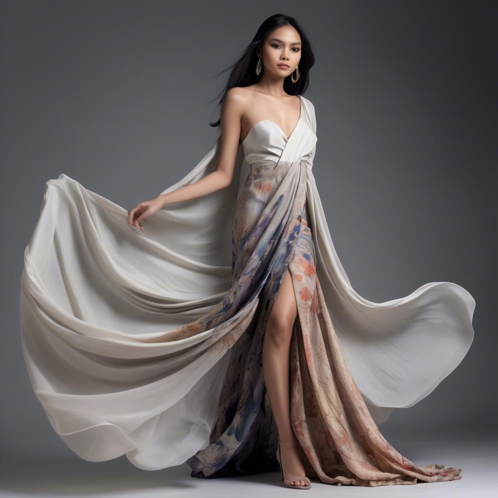 A stunning image of filipina model in flowing fabrics.