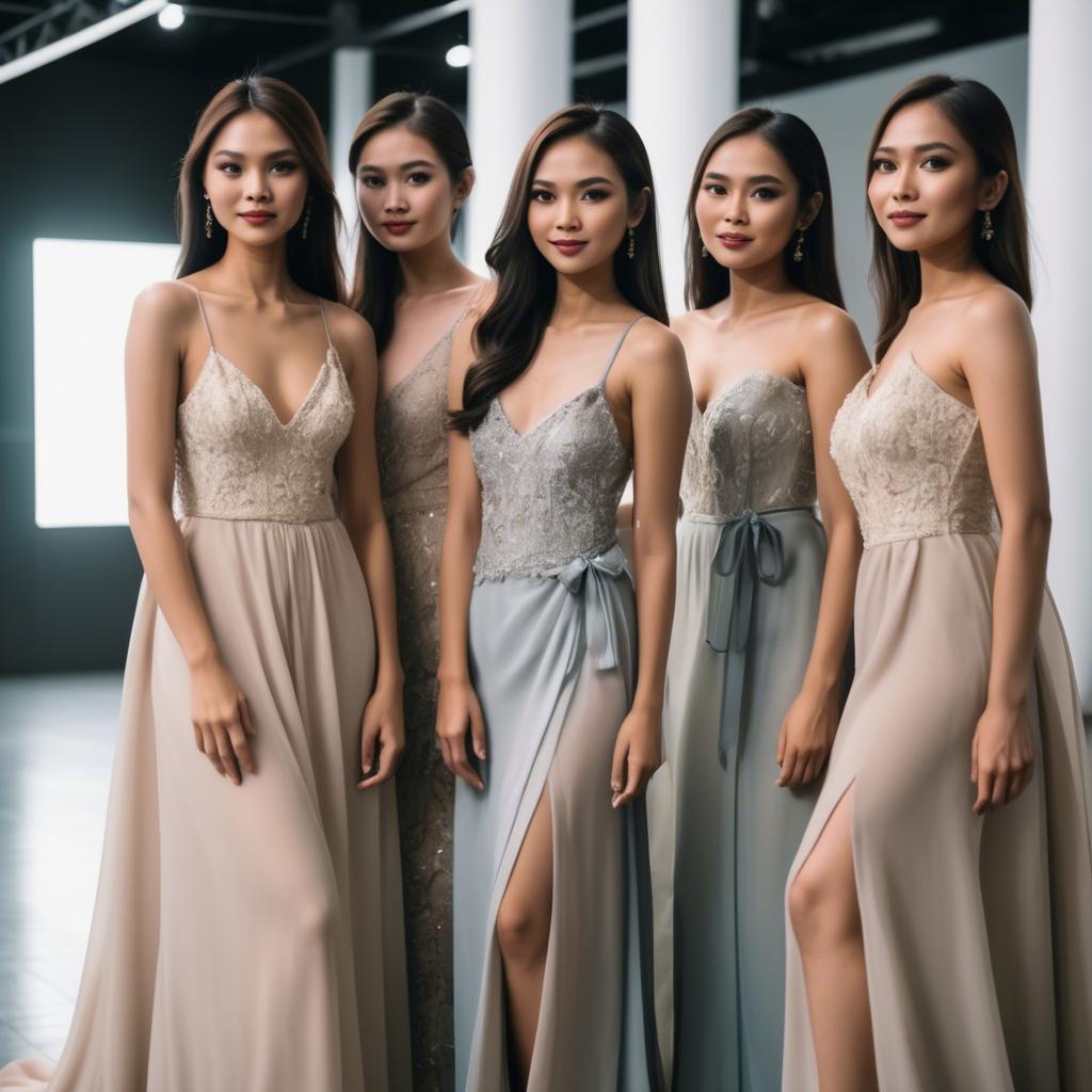 A stunning image of filipina model in soft flowing gowns.