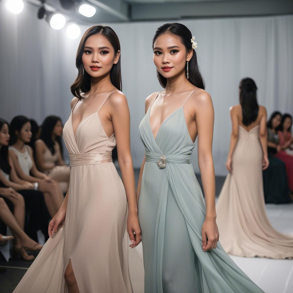 A stunning image of filipina model in soft flowing gowns.