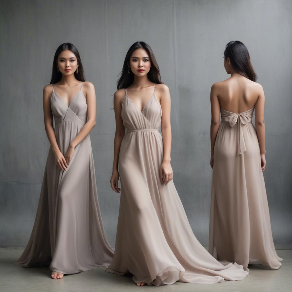A stunning image of filipina model in soft flowing gowns.