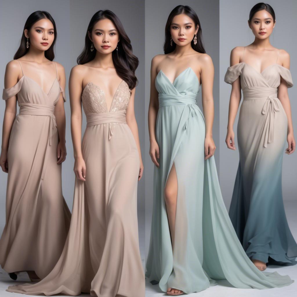 A stunning image of filipina model in soft flowing gowns.
