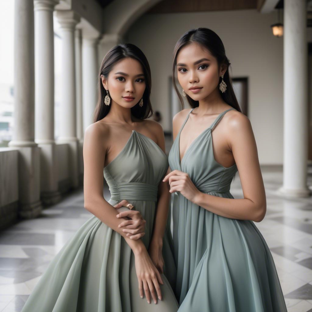 A stunning image of filipina model in soft flowing gowns.