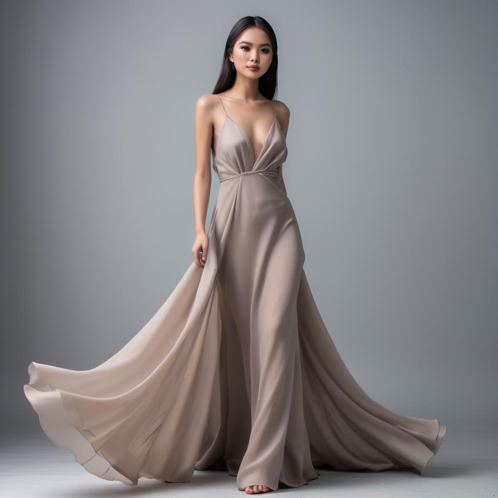 A stunning image of filipina model in soft flowing gowns.