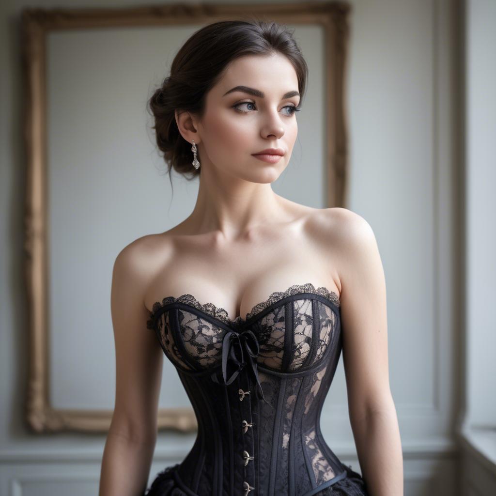 A stunning image of french elegance in a lace corset.