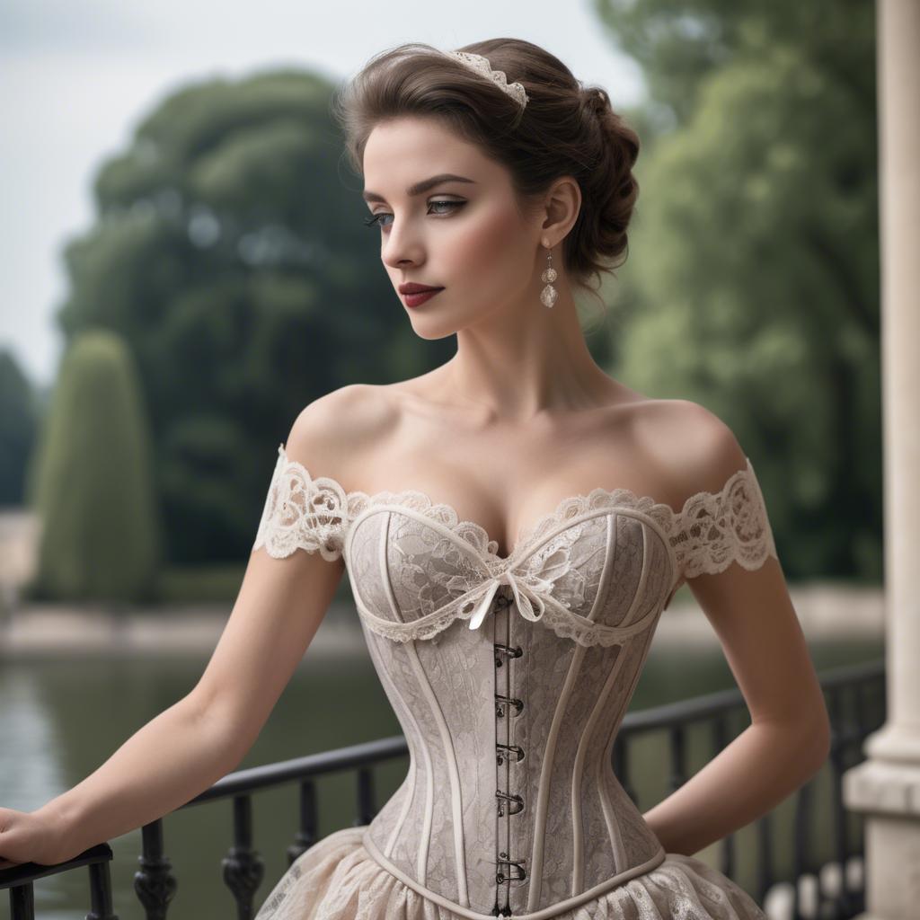 A stunning image of french elegance in a lace corset.