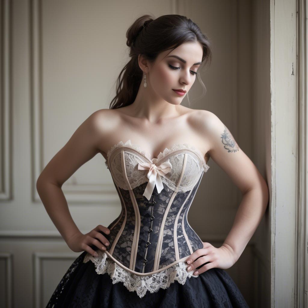 A stunning image of french elegance in a lace corset.
