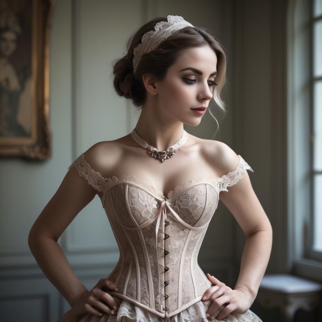 A stunning image of french elegance in a lace corset.