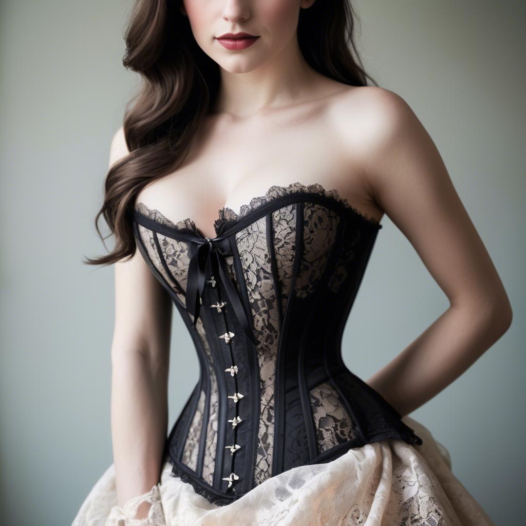 A stunning image of french elegance in a lace corset.