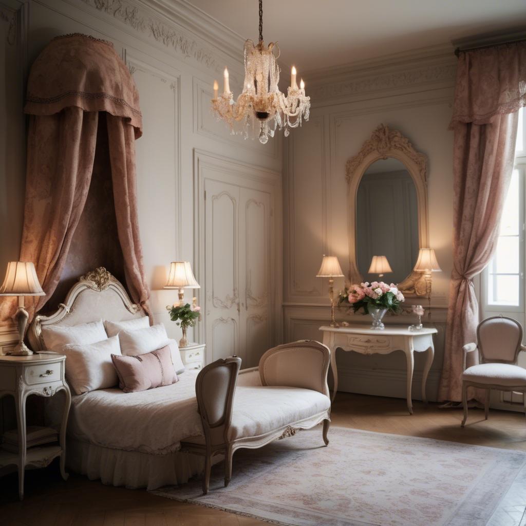 A stunning image of french elegance in warm boudoir settings.