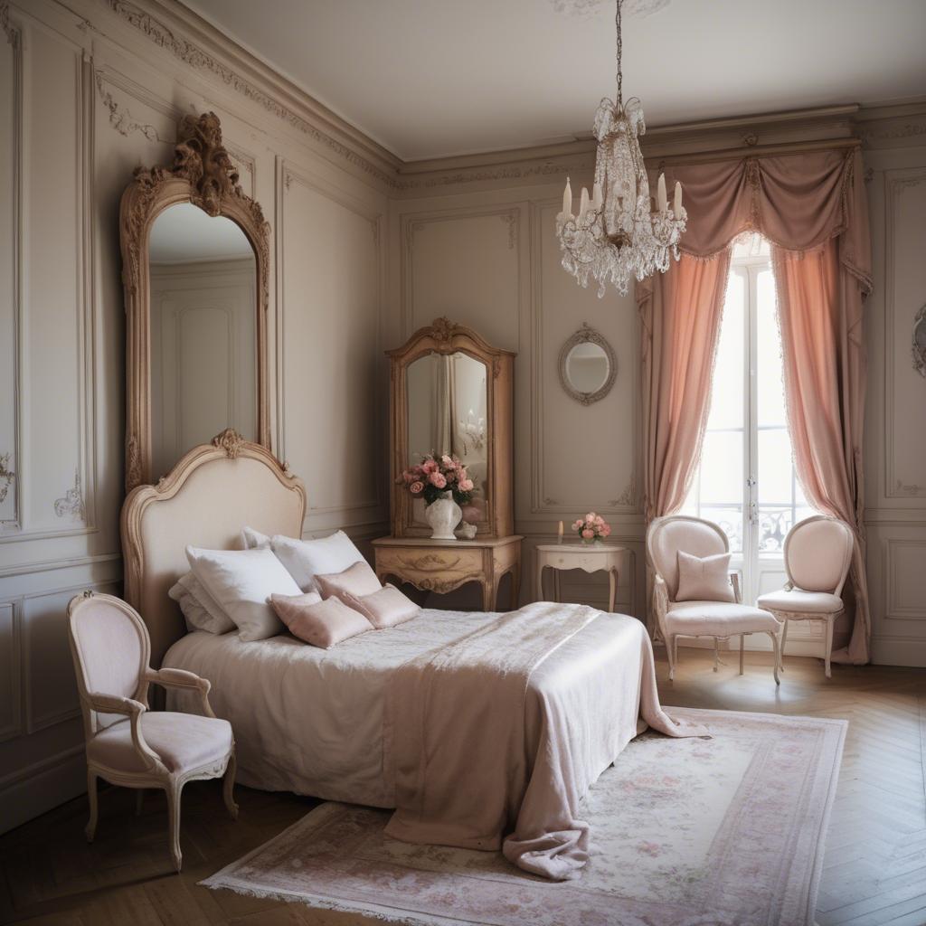 A stunning image of french elegance in warm boudoir settings.