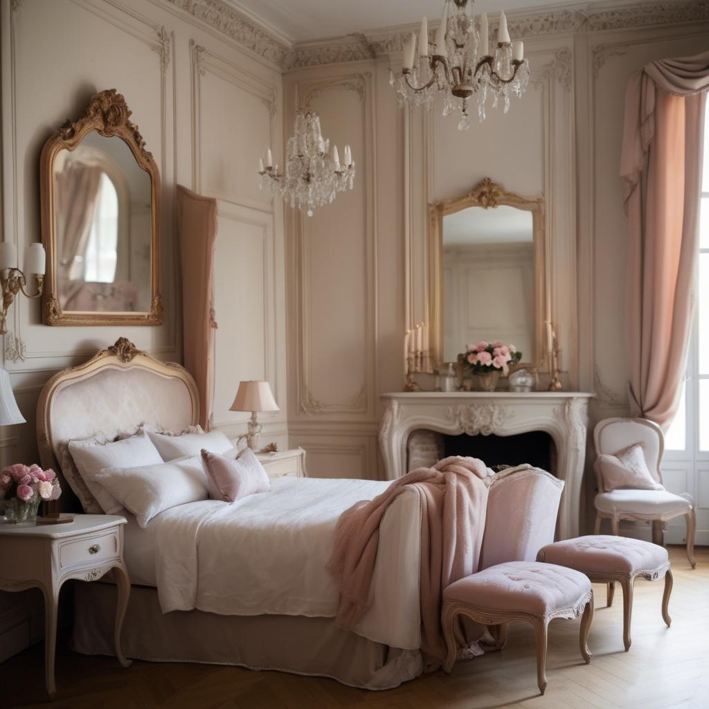 A stunning image of french elegance in warm boudoir settings.