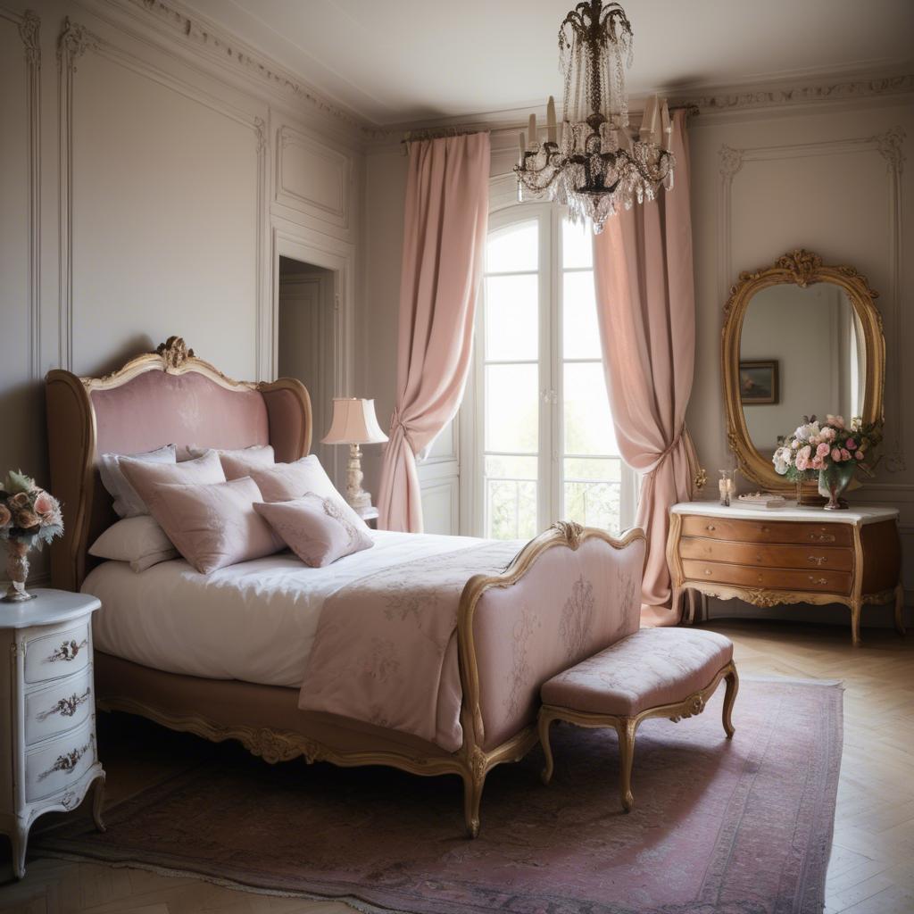 A stunning image of french elegance in warm boudoir settings.