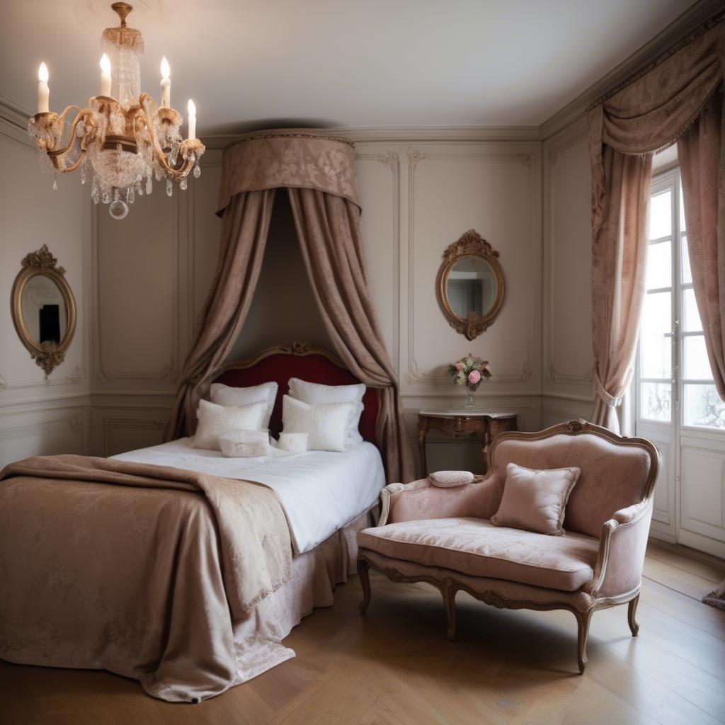 A stunning image of french elegance in warm boudoir settings.