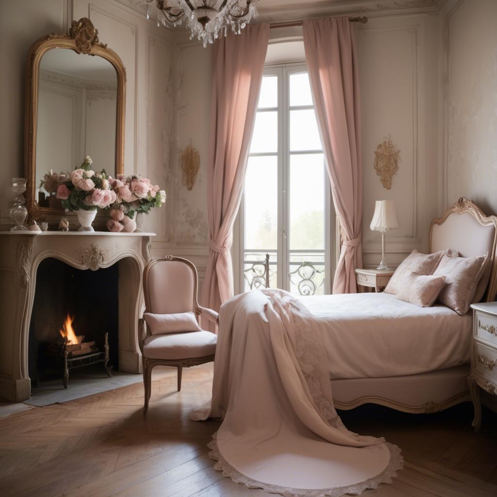 A stunning image of french elegance in warm boudoir settings.